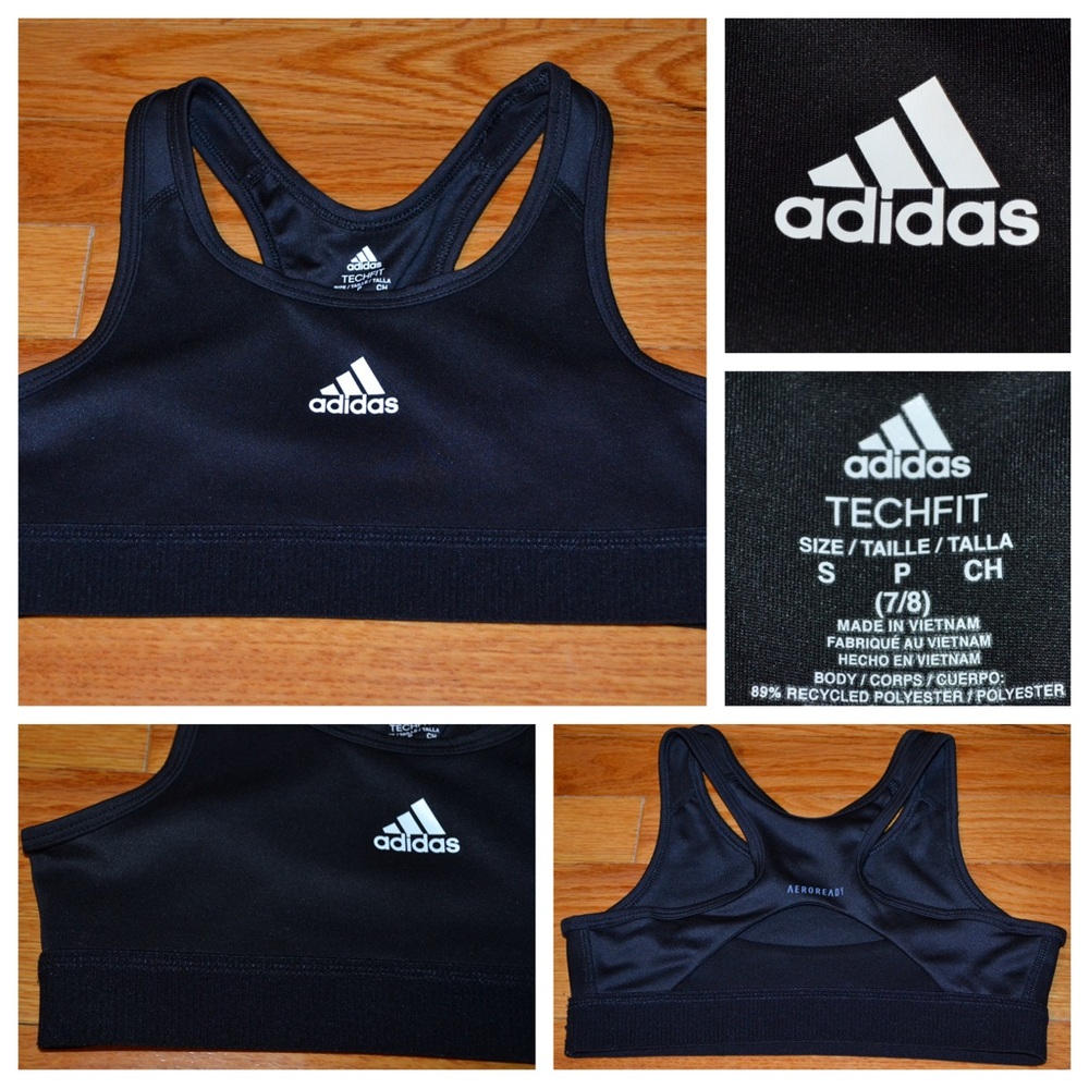 Youth girls Adidas TechFit Aeroready sports bra, size S 7/8